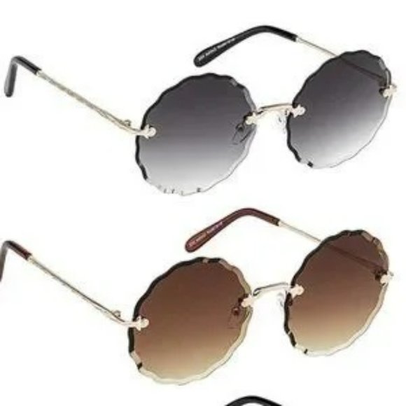 New Black Wavy Round Sunglasses - Picture 6 of 12